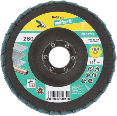Wolfcraft Fächerscheibe | mit Vlies | schön | ø125 x 22mm | 1 Stück - 8421099