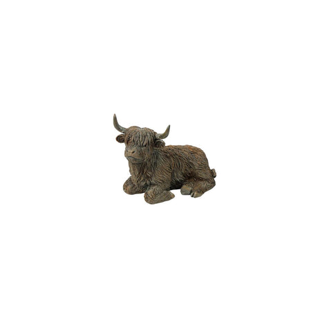Countryfield beeld schotse hooglander liggend ulla bruin polystone 16x9x12cm