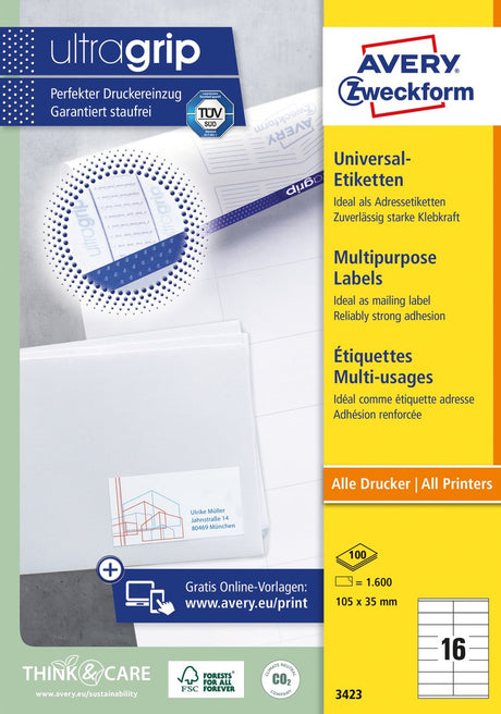 Avery Etiketten 3423 Universal 105x35mm