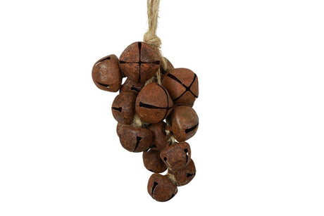 Countryfield kersthanger belletjes jort roest metaal 20x7x5cm