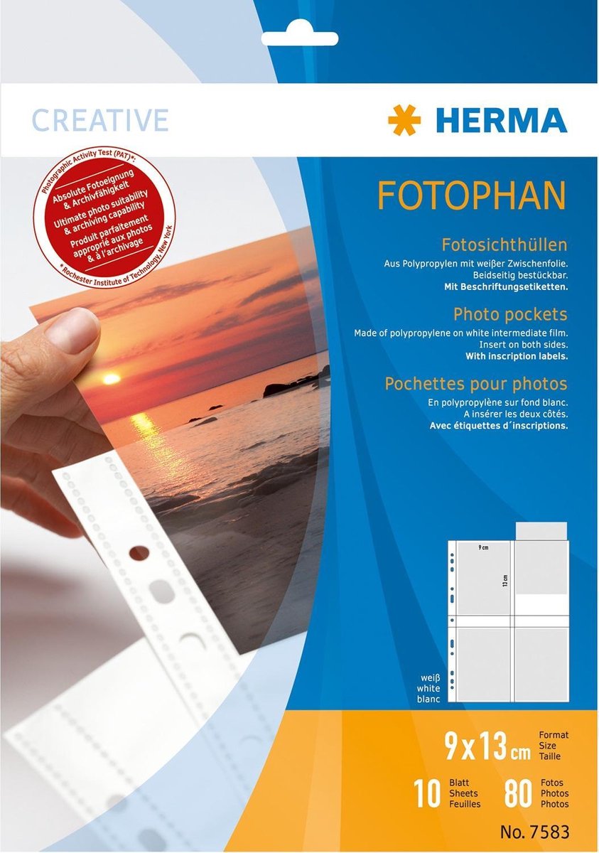 Herma foto zichtmappen 9 x 13 cm wit 10 tassen
