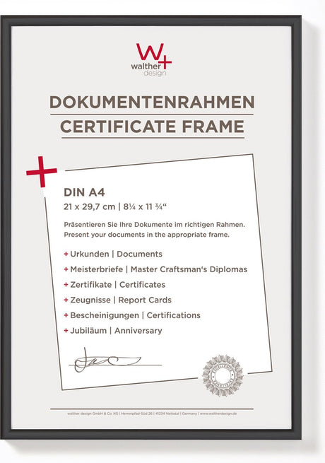 Walther New Lifestyle - Kunststoffrahmen - Fotogröße 21x29,7 cm (Din A4) - Schwarz