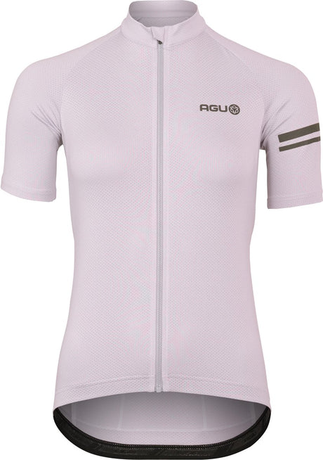 Agu core fietsshirt dames korte mouwen - dusky lilac - drie achterzakken - ykk-rits over de hele lengte - sneldrogend interlock
