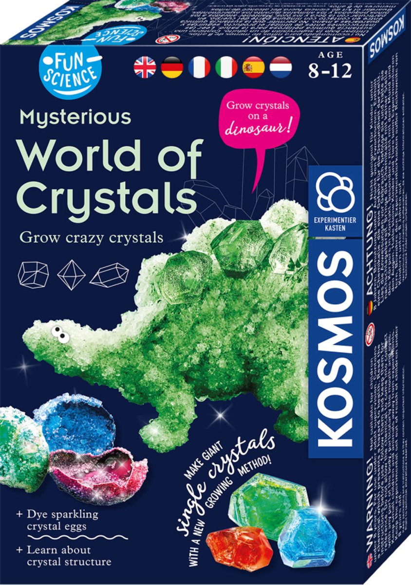 Kosmos Welt der Kristalle – Experimentierset – wunderschöne Kristalle in verschiedenen Farben und Formen züchten – inklusive Kristallpulver, Formen und Anleitung – Kristallwelt