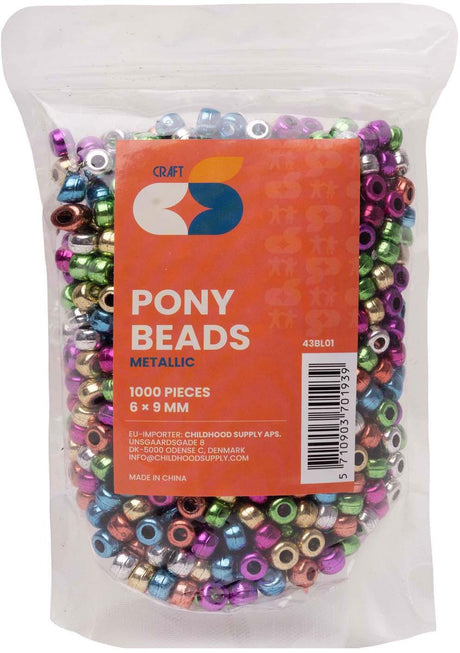 Colorationen - Ponyperlen metallic 6x9 mm, 1000Stk.