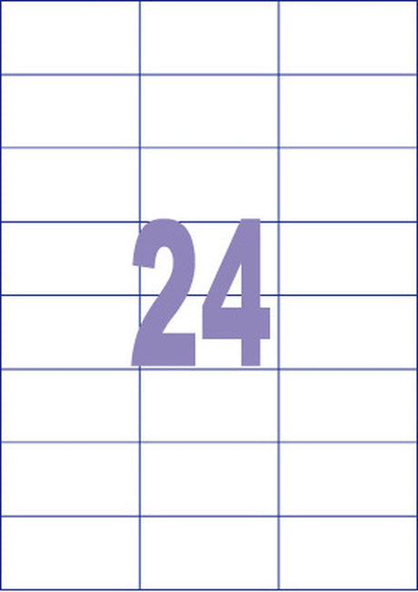 Kangaro-Etiketten – universell – selbstklebend – Tintenstrahl-Laserkopie – 70 x 37 mm – 100 Blatt – 24 Aufkleber pro Blatt