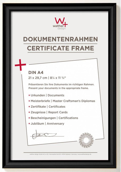 Walther trendstyle - kunststof lijst - fotoformaat 21x29.7 cm (din a4) - zwart