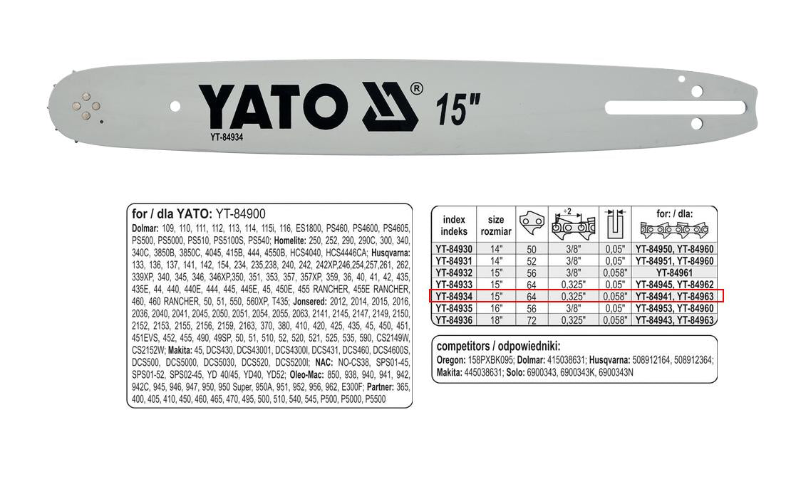 Yato kettinggeleiding 38cm 64 325 1,5