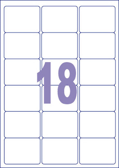 Kangaro-Etikett – Universaletiketten – Tintenstrahl-Laserkopie – 63,5 x 46,6 mm – 100 Blatt – 18 Aufkleber pro Blatt