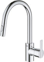 Grohe Quickfix Feel Küchenarmatur – schwenkbarer Auslauf – ausziehbare Handbrause – Chrom