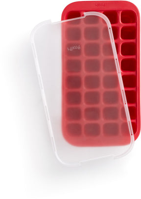 Lékué Eiswürfelform – mit Deckel – quadratisch – rot