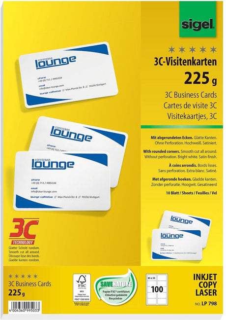 Sigel Visitenkarten LP798 A4 225 g m² mattweiß 10 Blatt