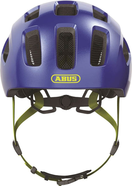 Abus Fahrradhelm youn-i 2.0 – mit Licht für Kinder, Jugendliche und junge Erwachsene – für Mädchen und Jungen – Blau (funkelnd), Größe S