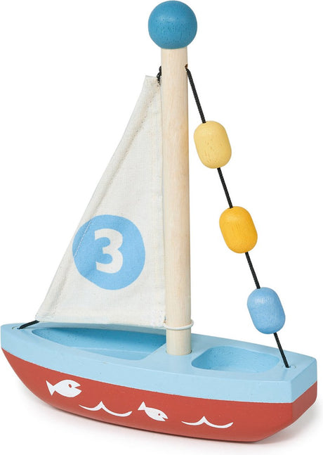 Mentari voertuigen - zeilboot - 16x5,5x20,5cm - hout - 18 maanden