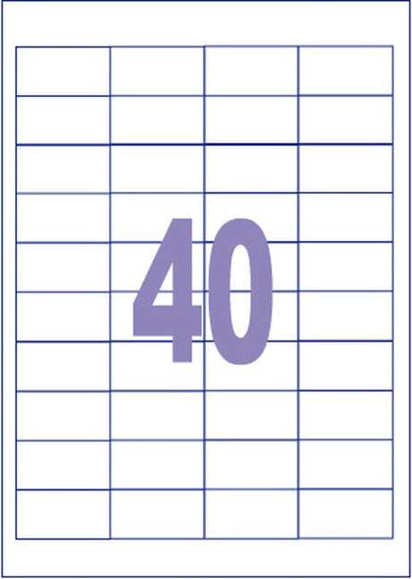 Kangaro etiket - injet laser kopieer - 48,5x25,4mm - 100 vel - 40 stickers per vel