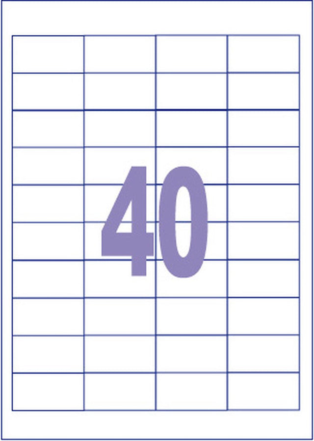 Kangaro etiket - injet laser kopieer - 48,5x25,4mm - 100 vel - 40 stickers per vel