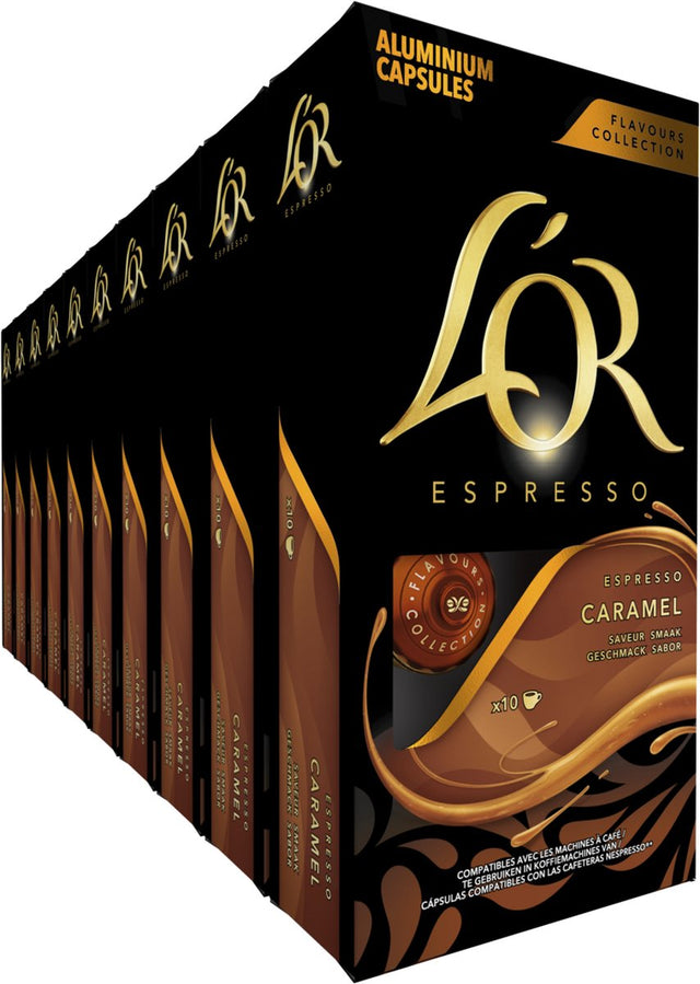 L'or Espresso-Karamell-Kaffeetassen – 10 x 10 Kapseln