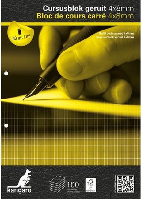 Kangaro-Kursblock – A4 – Diamant – 4 x 8 mm – 90 Gramm – 2-Loch – Schreibblock