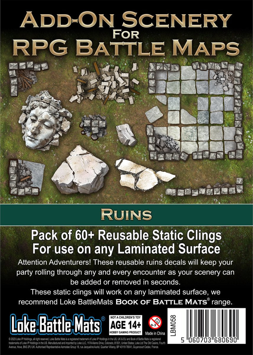 Loke battle mats add on scenery for rpg maps ruins