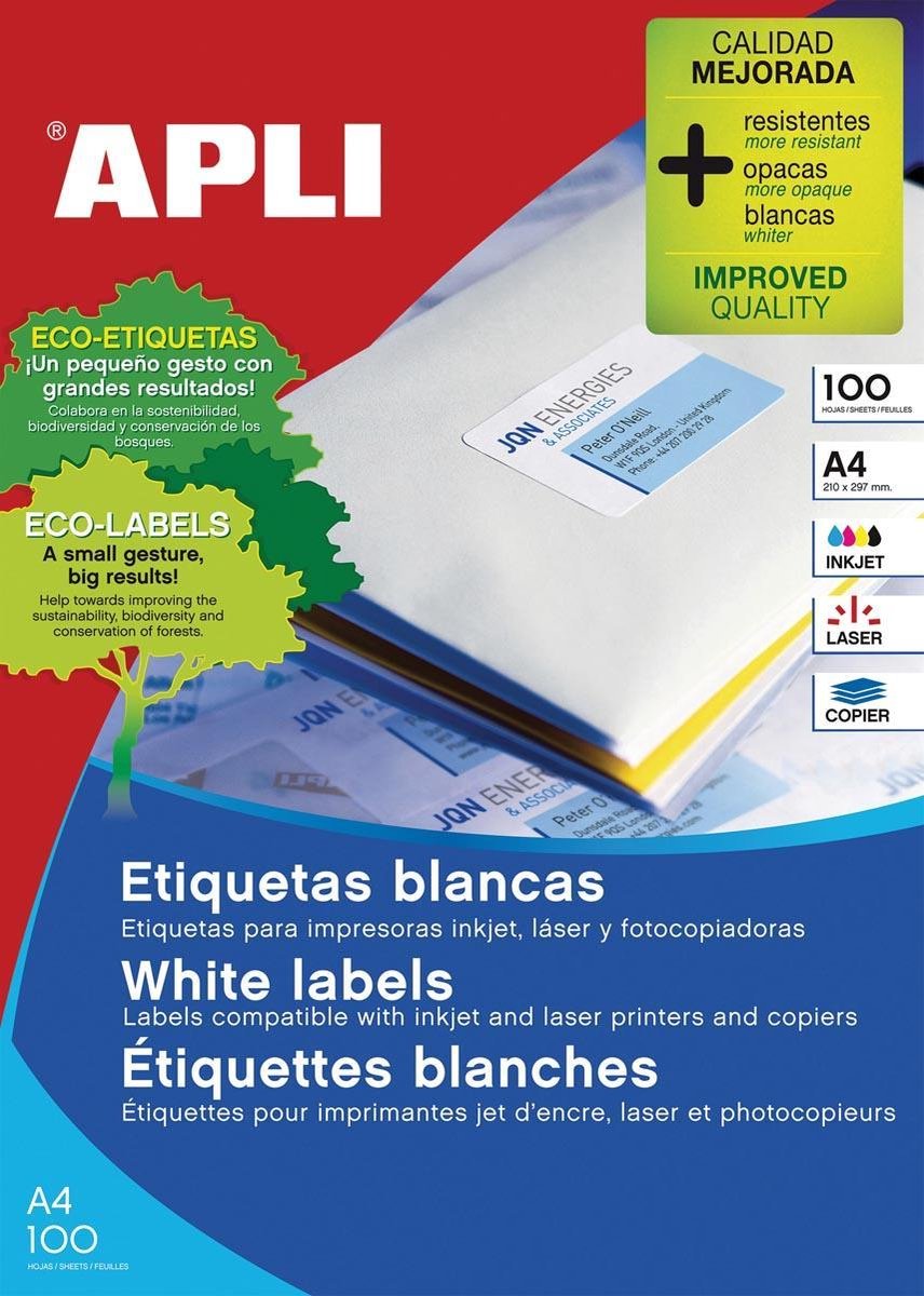 Apli Klebeetiketten 1276 70 x 42,4 mm 100 Blatt weiß