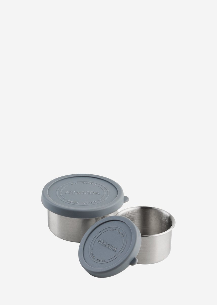Aya ida aya ida – Set Snackbehälter – Lunchbox – Pillendose – Lebensmittelbehälter-Set – Müslibehälter – 100 ml + 200 ml – dunkelgrau