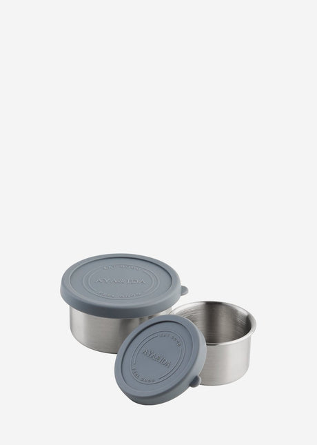 Aya ida aya ida – Set Snackbehälter – Lunchbox – Pillendose – Lebensmittelbehälter-Set – Müslibehälter – 100 ml + 200 ml – dunkelgrau