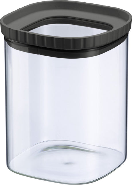 Westmark Glasdose mit Silikondeckel – praktische Vorratsdose mit Deckel, ideal zum Aufbewahren von Nudeln, Gewürzen, Tee, Süßigkeiten und vielem mehr, quadratisch, stapelbar – 1.080 ml
