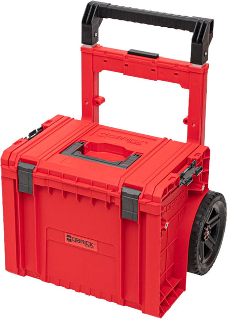 Qbrick system pro cart 2.0 plus red ultra hd stapelbaar 490 x 415 x 660 mm 29 l ip54 afneembare dubbele telescoopgreep