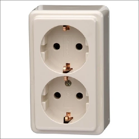 Wandsteckdose Standard WC 2V RA Aufputz creme