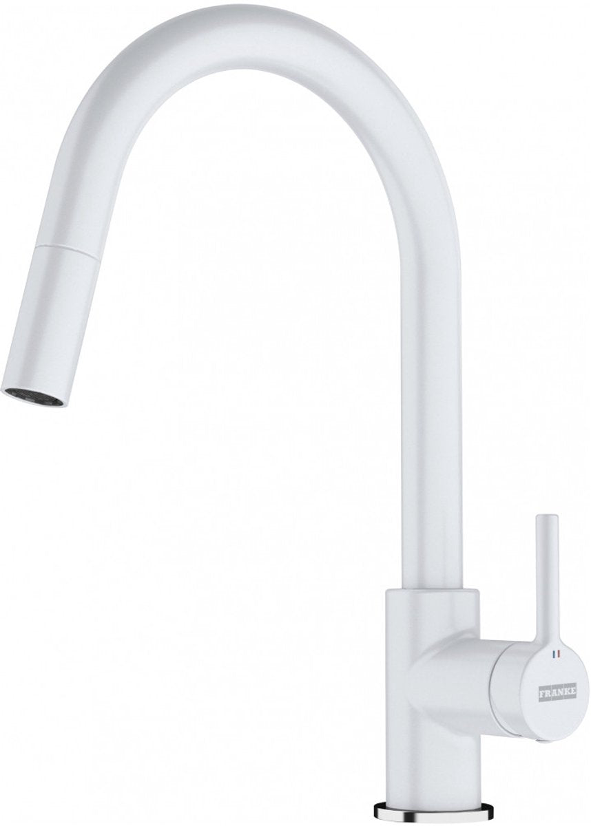 Franke Lina - Küchenarmatur FC 6051.094 mit ausziehbarer Brause, Eisweiß 115.0626.081