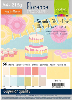 Vaessen-Kreativkarton – Osterfarben – A4 – 60 Blatt – glatt – 216 g