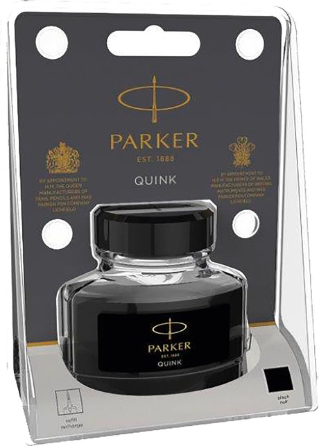 Parker Füllfederhalter-Tintenflasche | schwarze Quink-Tinte | 57 ml Schreibtinte für Füllfederhalter (Blister)