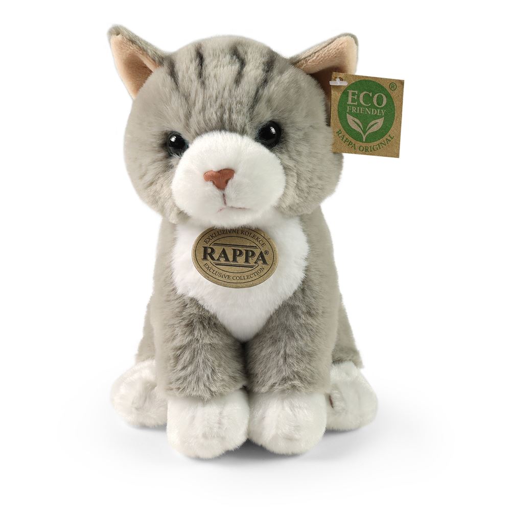 Pluche grijze kat 23 cm eco-friendly sof | 2 stuks