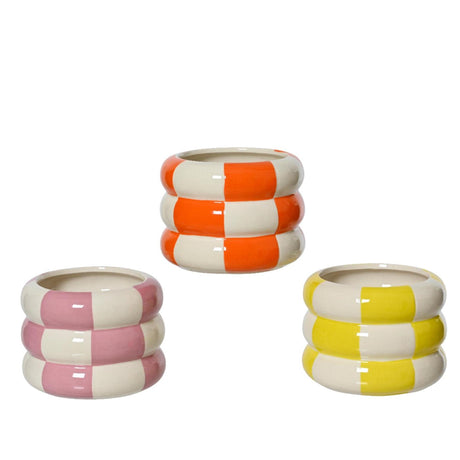 Decoris Blumentopf Dolomit ã˜12,3x9,3cm Rautenmotiv