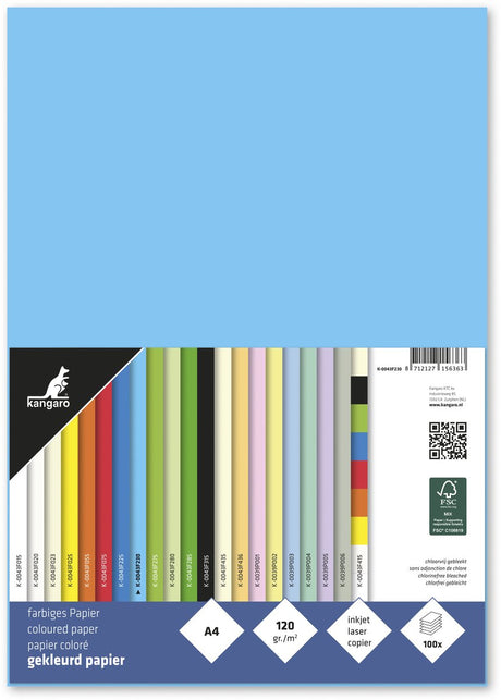 Kängurupapier – A4 – 120 Gramm – Packung mit 100 Blatt – Azurblau