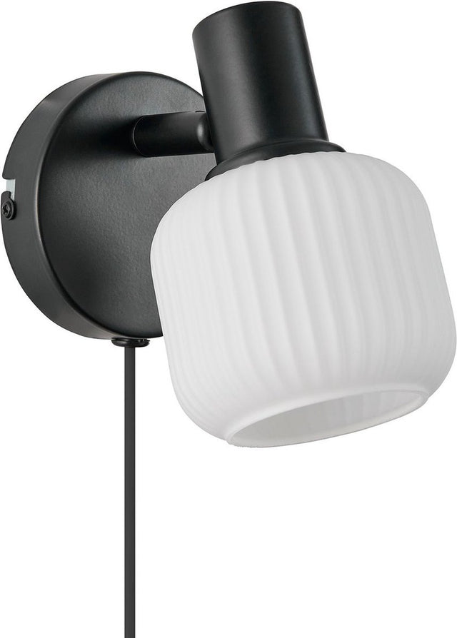 Nordlux Milford Mini Wandleuchte-E14-Opalglas schwarz