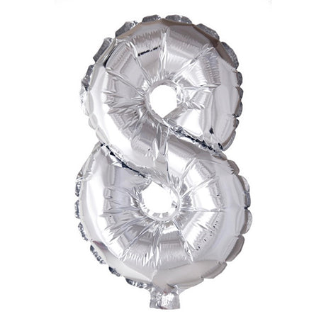 Globos Folienballon Zahl '8' silber 40cm