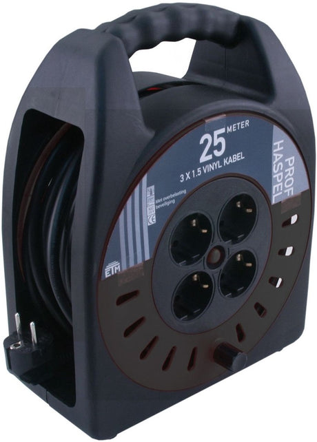 Q-Link-Kabelbox – professionell – geerdet – 3 x 1,5 mm² – 25 m – schwarz gelb