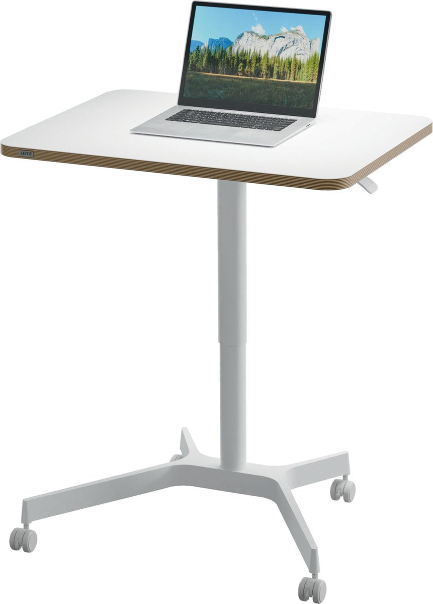 Leitz ergo mobiler Sitz-Steh-Schreibtisch – kleiner Schreibtisch – 80 x 60 cm – weiß