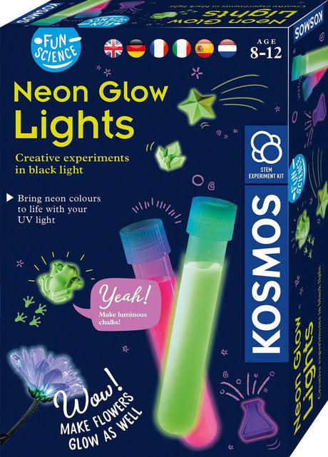 Cosmos Neon Glow Lights – Experimentierset – Leuchtende Dekorationen mit UV-Licht gestalten – inklusive Spezialmarkern und Schwarzlichtlampe – Leuchtende Kunst schaffen