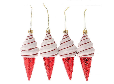 HBx Natural Living Weihnachtsanhänger Eis 4er-Set 19,1x5,2x13,2cm rot
