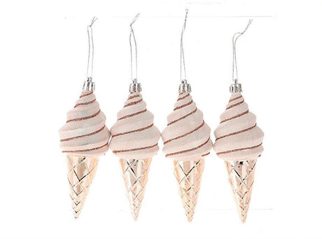 Hbx Natural Living Weihnachtsanhänger Eis, 4er-Set, 19,1 x 5,2 x 13,2 cm, rosa