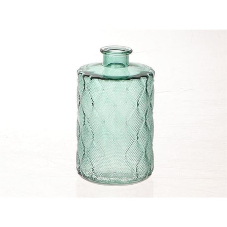 Hbx natürliche lebende Vase aus Vintage-Glas mit Relief ø9xh15cm grün