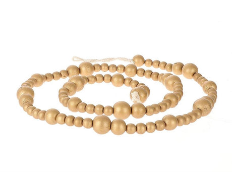 Hbx Natural Living Dekoperlenkette aus Holzperlen L165cm Gold