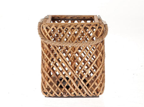 Hbx Natural Living Laterne mit Glas 20x20x25cm braun