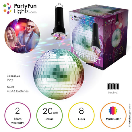Partyspaß Lichter Discokugel 20cm LED mehrfarbig