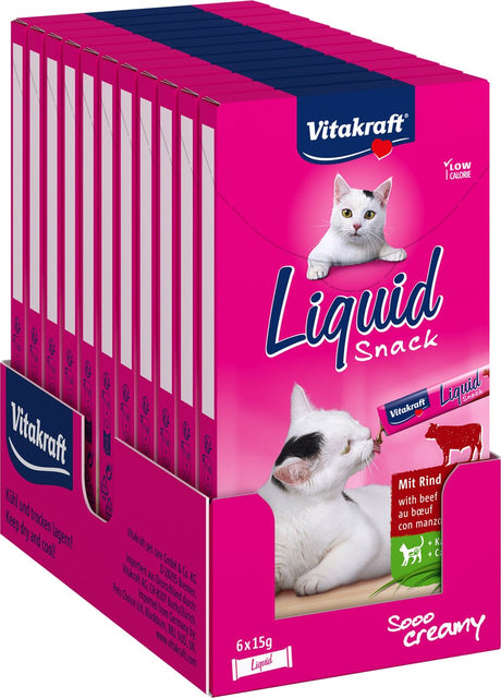 Vitakraft Flüssigsnack - Rind - 11x6 Stück (66 Stück) - 66x15 Gramm