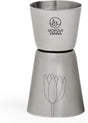 Leopold vienna - barmaatje 20 40ml cocktail rvs jigger - pipet met lasergravure flowers
