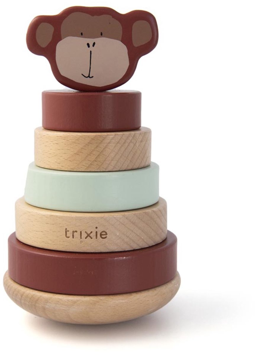 Trixie Stapelturm aus Holz - mr. Affe – Stapelspielzeug aus Holz – Lernspielzeug – für Jungen und Mädchen – Affe