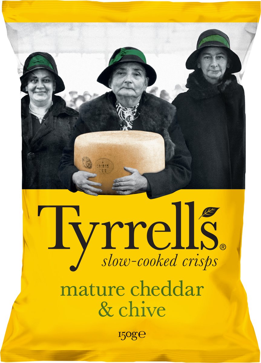 Tyrrells mature cheddar chive - chips - 8 x 150 gram